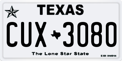 TX license plate CUX3080