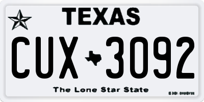 TX license plate CUX3092