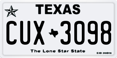 TX license plate CUX3098