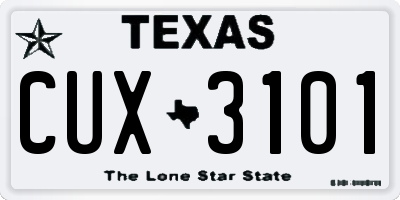 TX license plate CUX3101