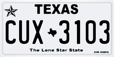 TX license plate CUX3103