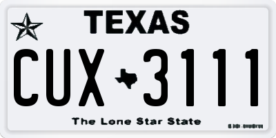 TX license plate CUX3111