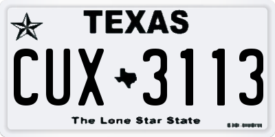 TX license plate CUX3113