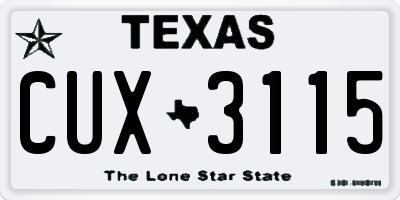 TX license plate CUX3115