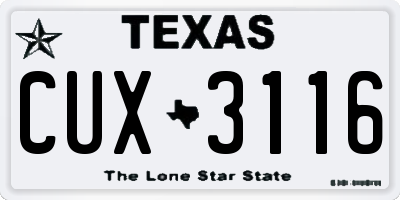 TX license plate CUX3116