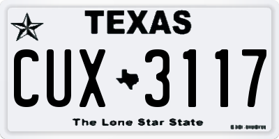 TX license plate CUX3117