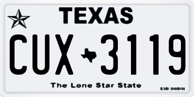 TX license plate CUX3119