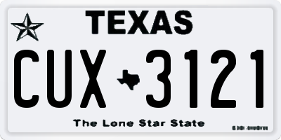 TX license plate CUX3121