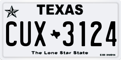 TX license plate CUX3124