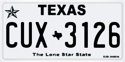 TX license plate CUX3126