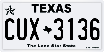 TX license plate CUX3136