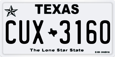 TX license plate CUX3160