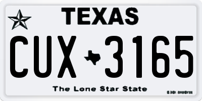 TX license plate CUX3165