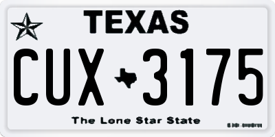 TX license plate CUX3175