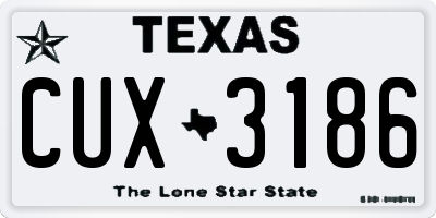 TX license plate CUX3186