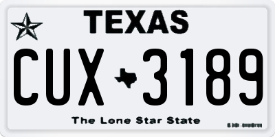 TX license plate CUX3189