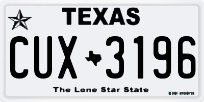 TX license plate CUX3196