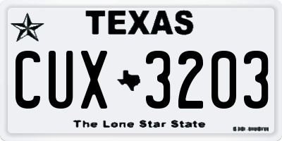 TX license plate CUX3203