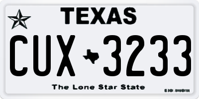 TX license plate CUX3233