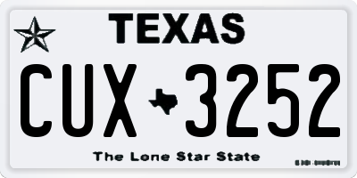 TX license plate CUX3252
