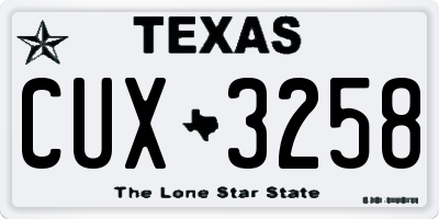 TX license plate CUX3258
