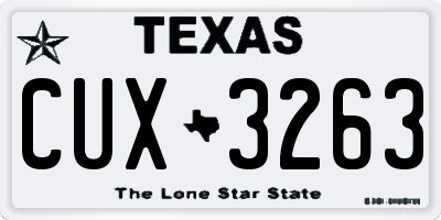 TX license plate CUX3263