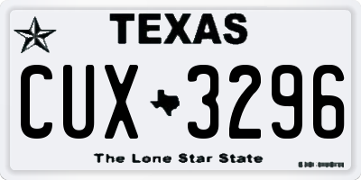 TX license plate CUX3296