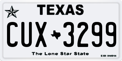 TX license plate CUX3299