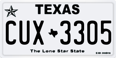 TX license plate CUX3305