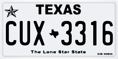 TX license plate CUX3316
