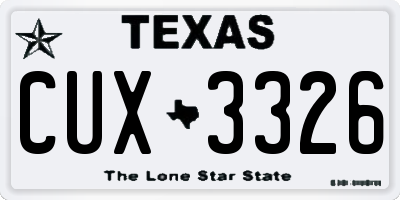 TX license plate CUX3326