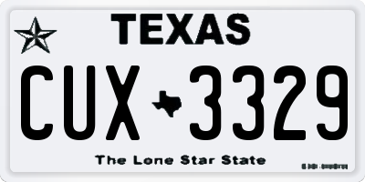 TX license plate CUX3329