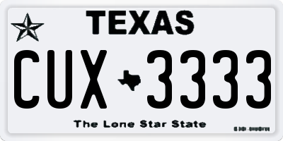 TX license plate CUX3333