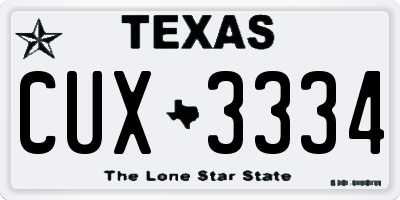 TX license plate CUX3334