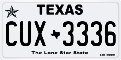TX license plate CUX3336