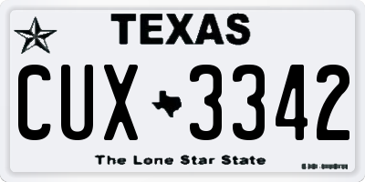 TX license plate CUX3342