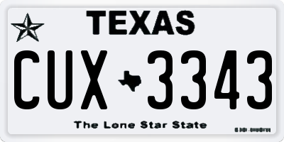 TX license plate CUX3343