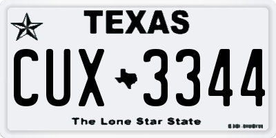 TX license plate CUX3344