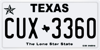 TX license plate CUX3360