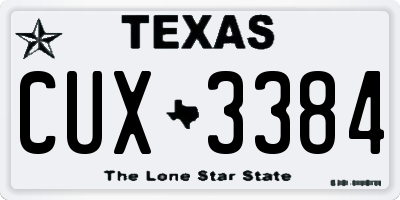 TX license plate CUX3384