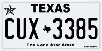 TX license plate CUX3385