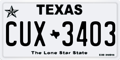 TX license plate CUX3403