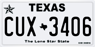 TX license plate CUX3406