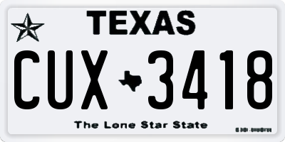 TX license plate CUX3418