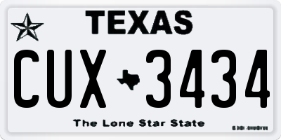 TX license plate CUX3434