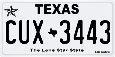 TX license plate CUX3443