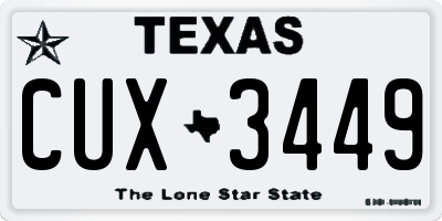 TX license plate CUX3449