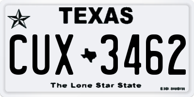 TX license plate CUX3462
