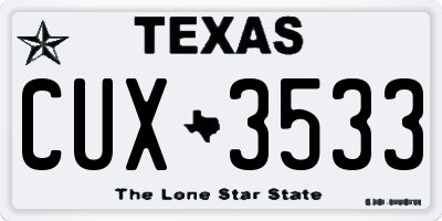 TX license plate CUX3533