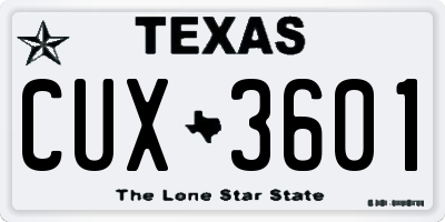TX license plate CUX3601